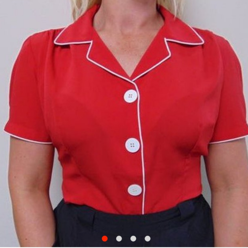 1950s Rock n Romance Red Grace Blouse Top